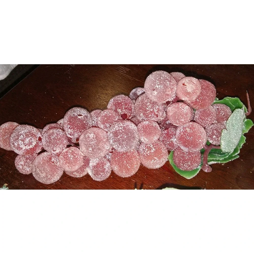 7 Vintage Artificial Faux Fruit Realistic Sugar Coated Grapes Home Table Decor